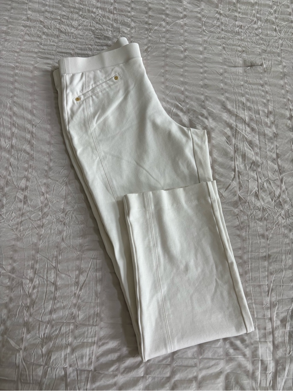 Anne Klein Off White Straight-Leg Trousers